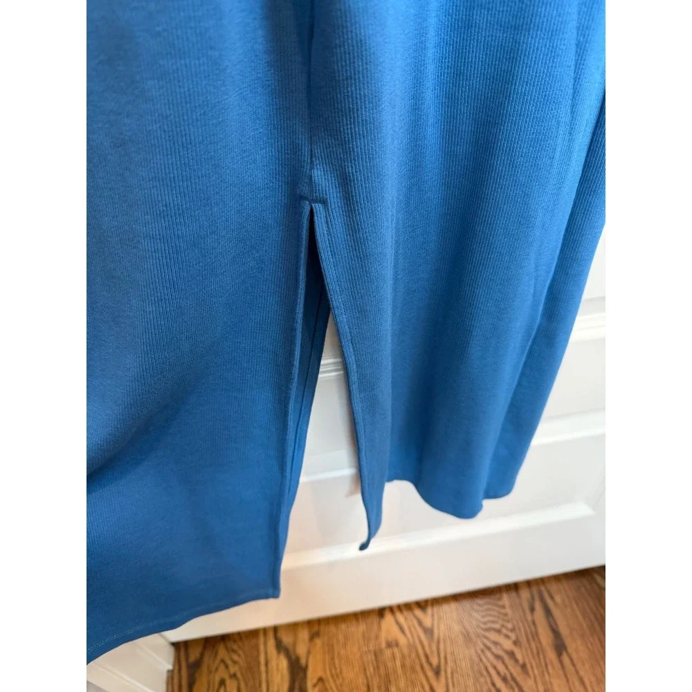 Old Navy Womens Blue Ribbed Halter Midi Dress Keyhole Neckline Size S New
